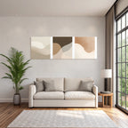 Abstract Designs Three Panels Neutral Earthy Tones