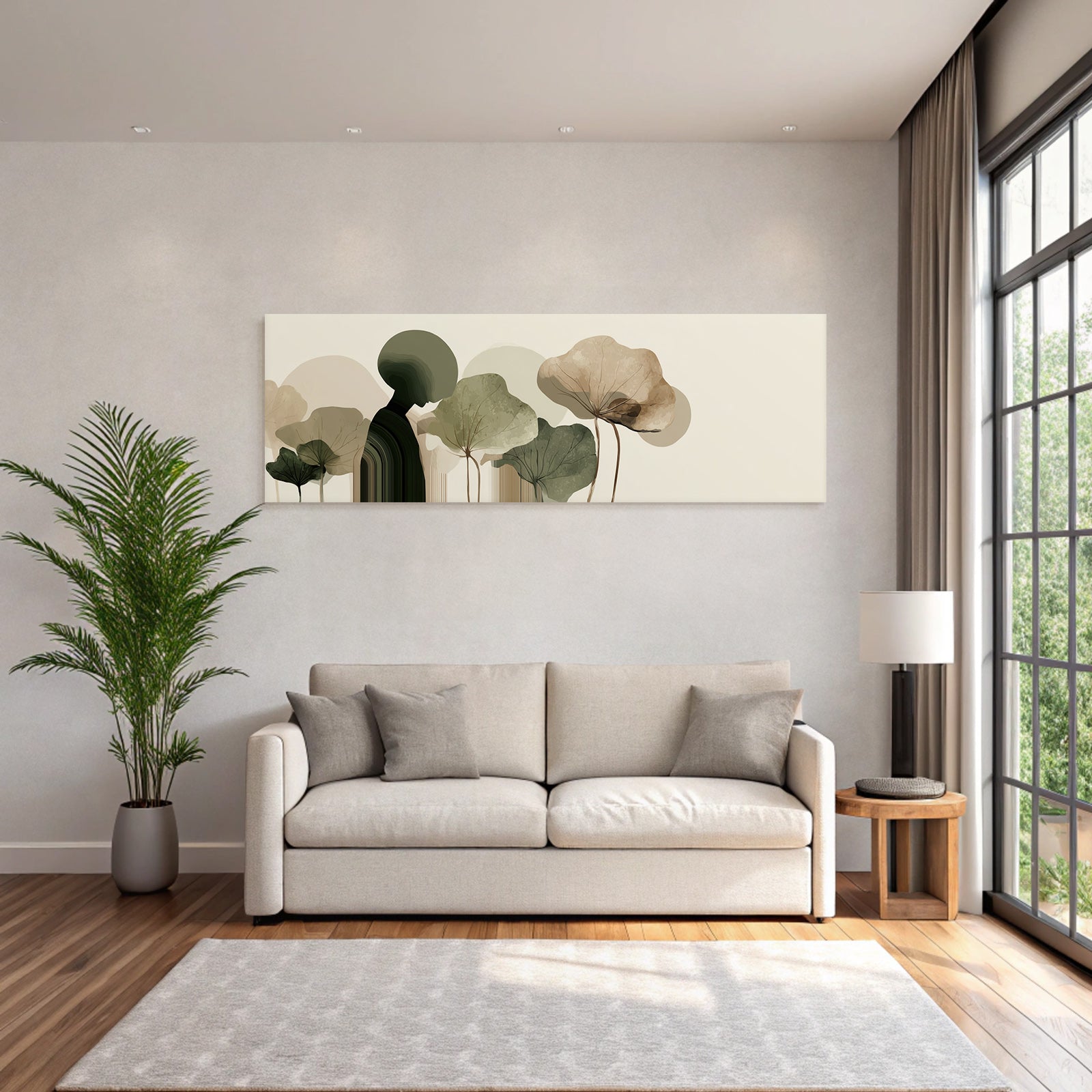Abstract Figure Leaves Circles Nature Contemplation Illustration