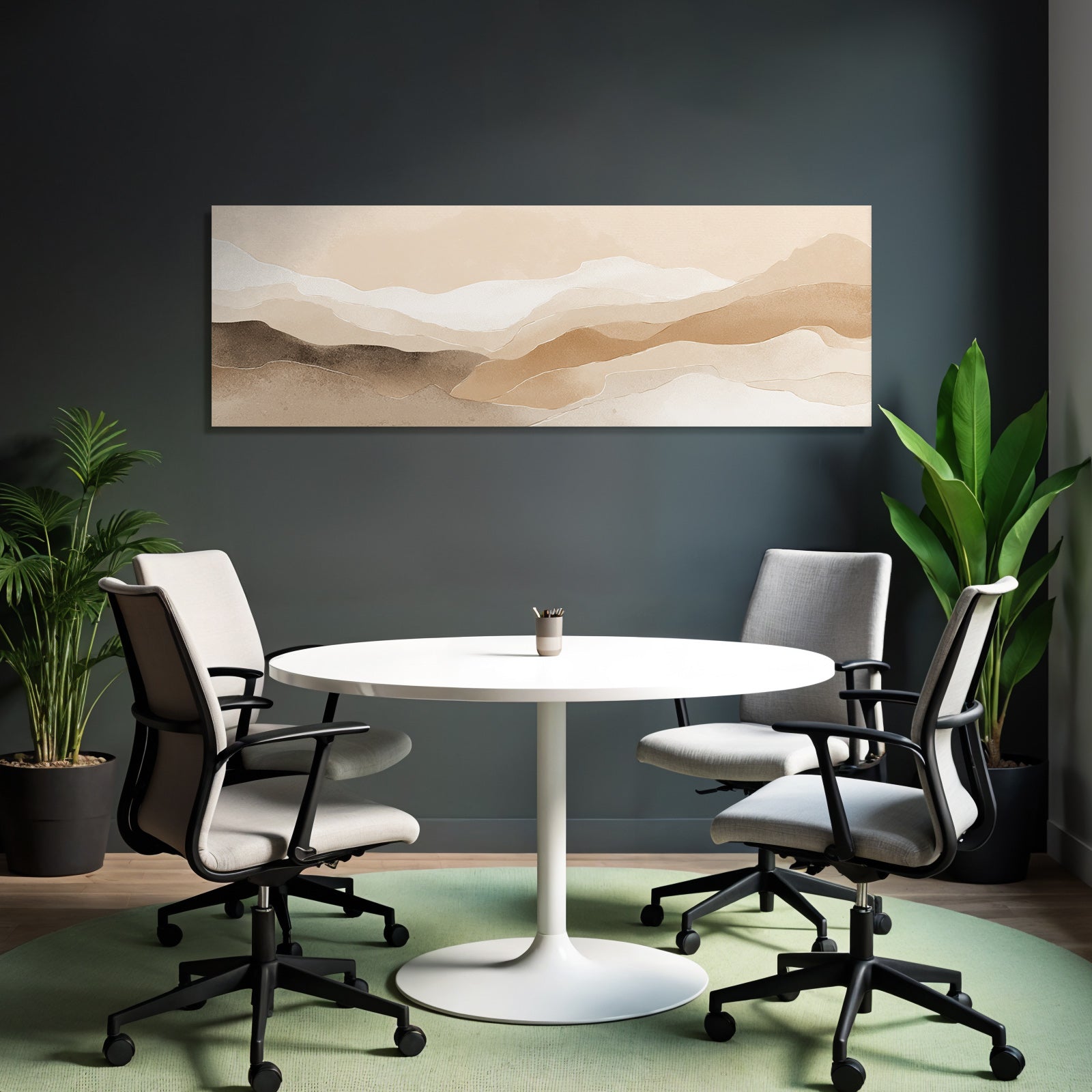 Abstract Illustration Layered Flowing Shapes Natural Landscapes Neutral Tones