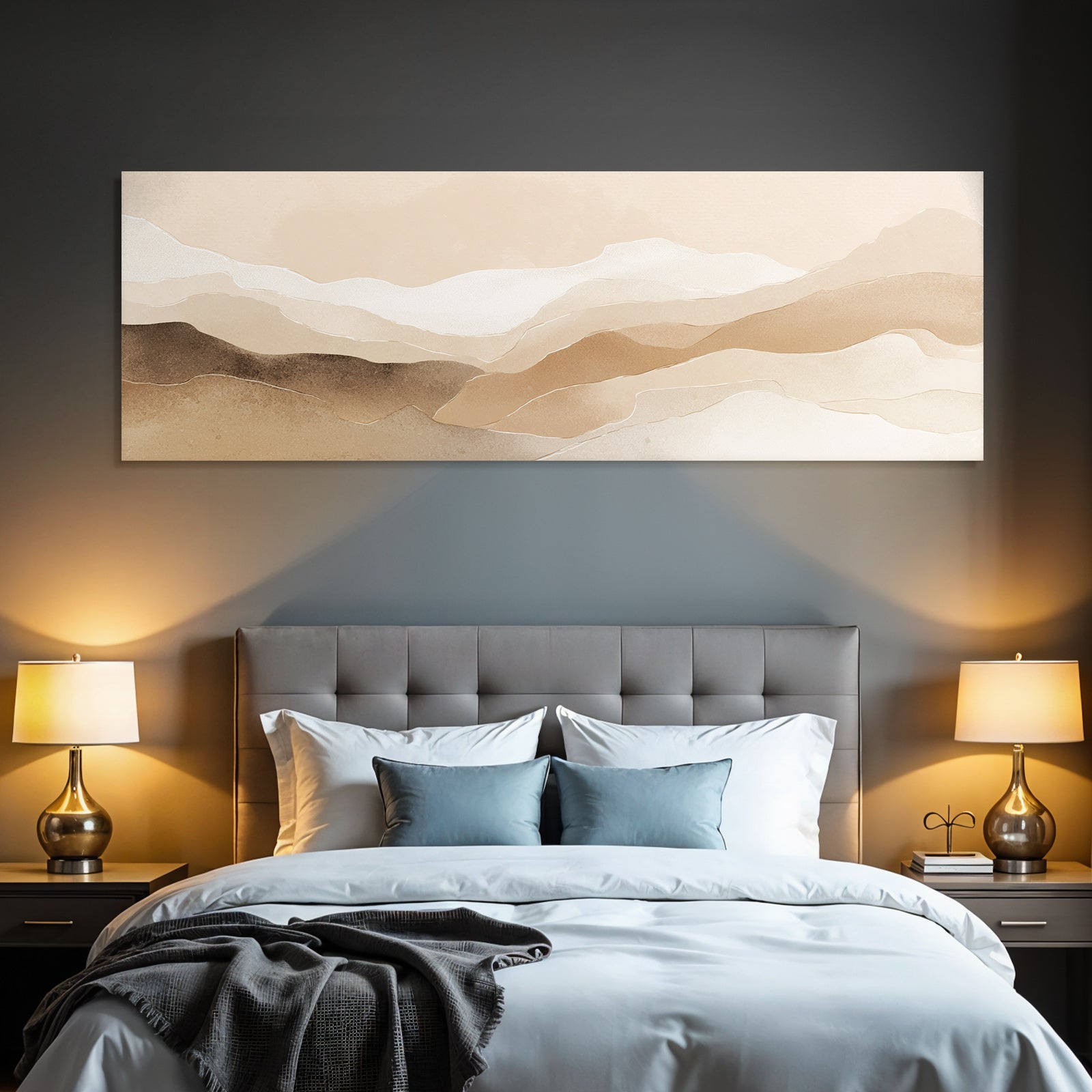 Abstract Illustration Layered Flowing Shapes Natural Landscapes Neutral Tones
