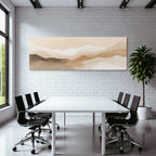 Abstract Illustration Layered Flowing Shapes Natural Landscapes Neutral Tones