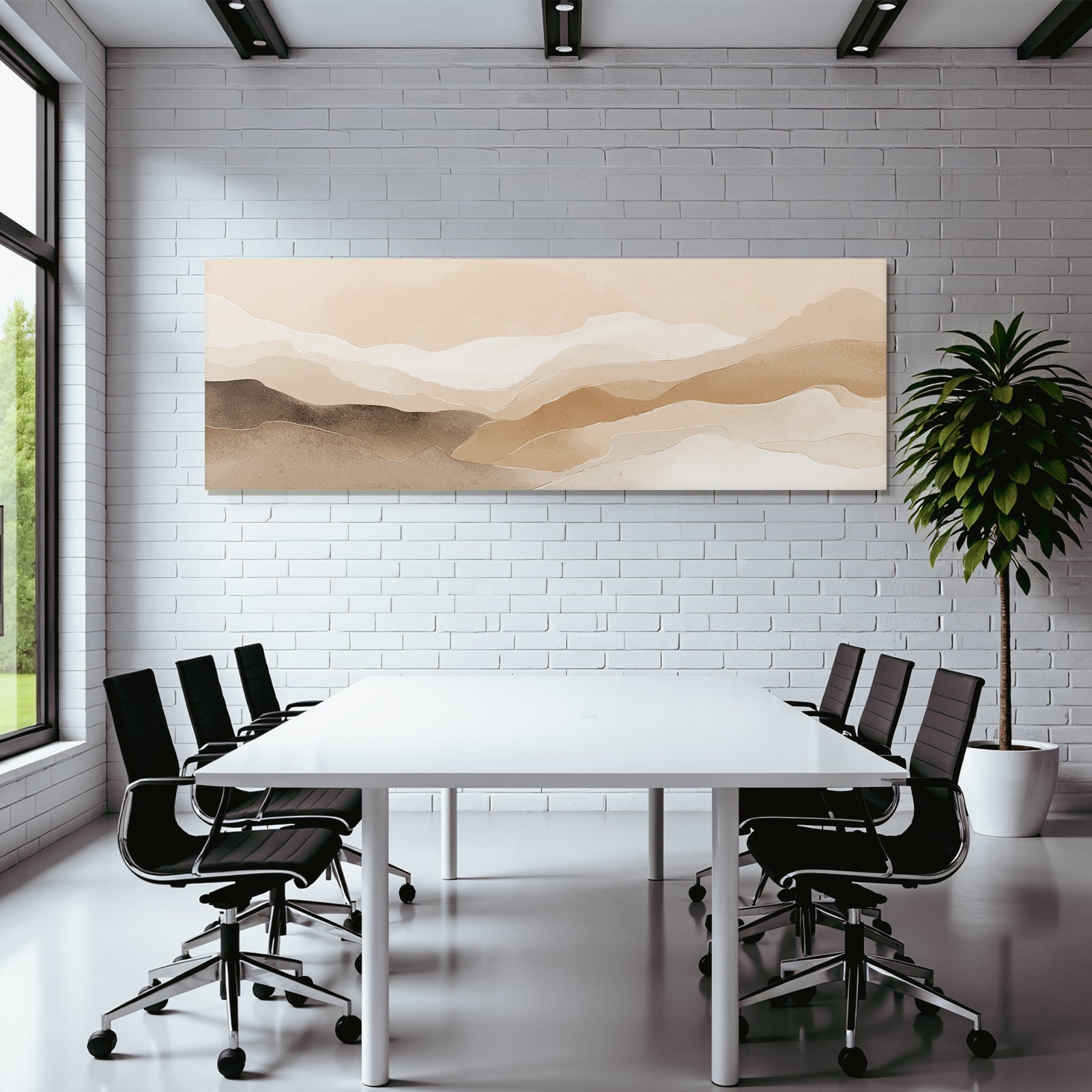 Abstract Illustration Layered Flowing Shapes Natural Landscapes Neutral Tones