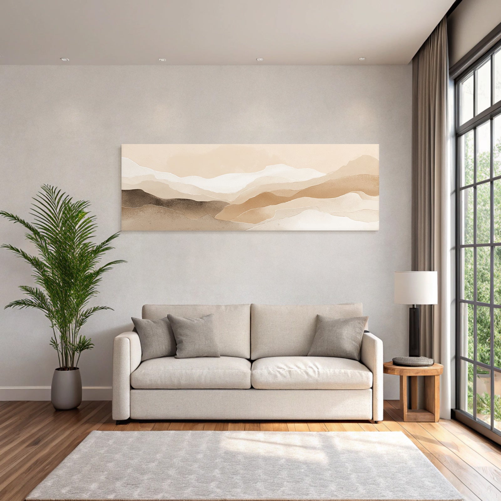 Abstract Illustration Layered Flowing Shapes Natural Landscapes Neutral Tones