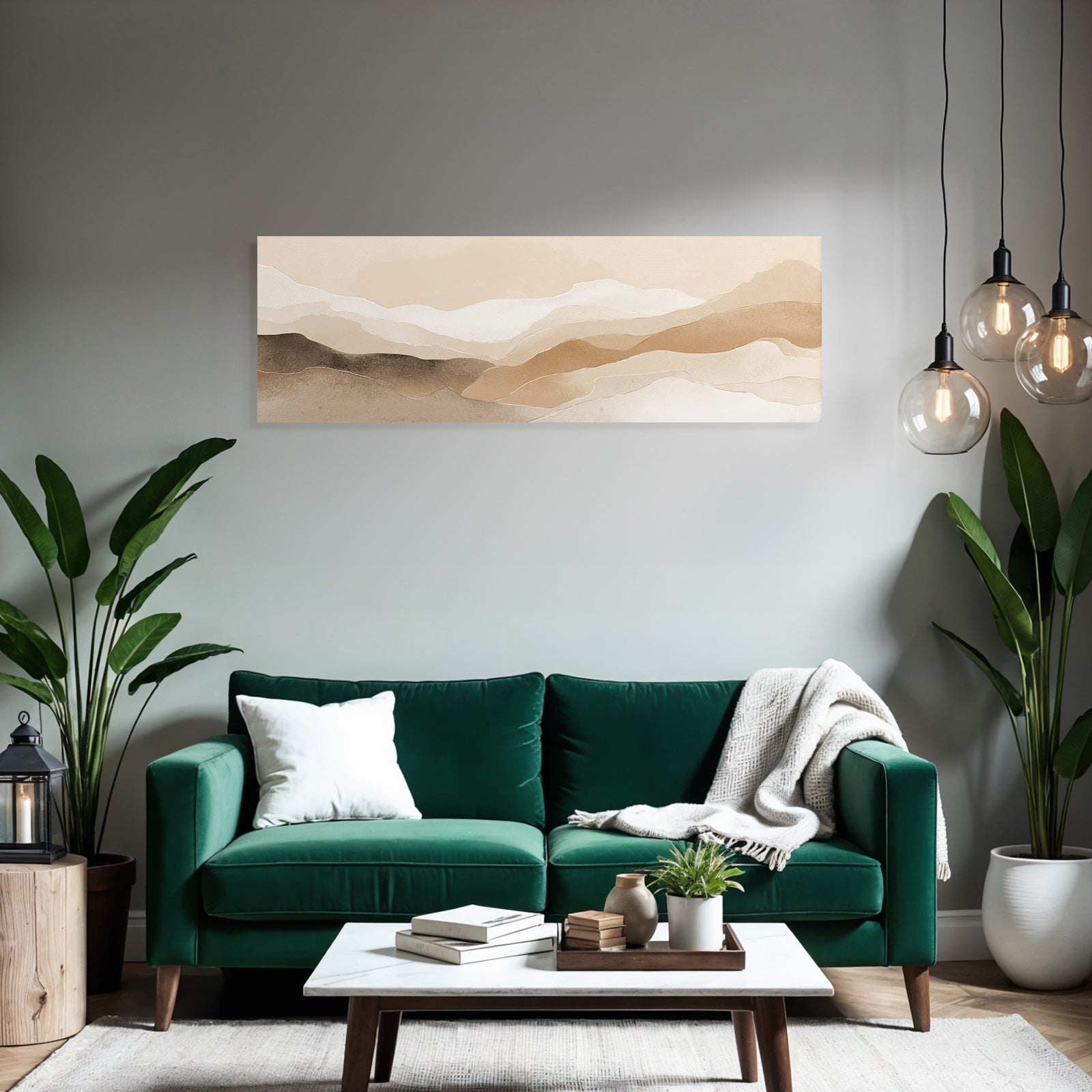 Abstract Illustration Layered Flowing Shapes Natural Landscapes Neutral Tones