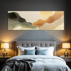 Abstract Illustration Stylized Hills Waves Soft Colors Sun Background
