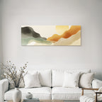Abstract Illustration Stylized Hills Waves Soft Colors Sun Background