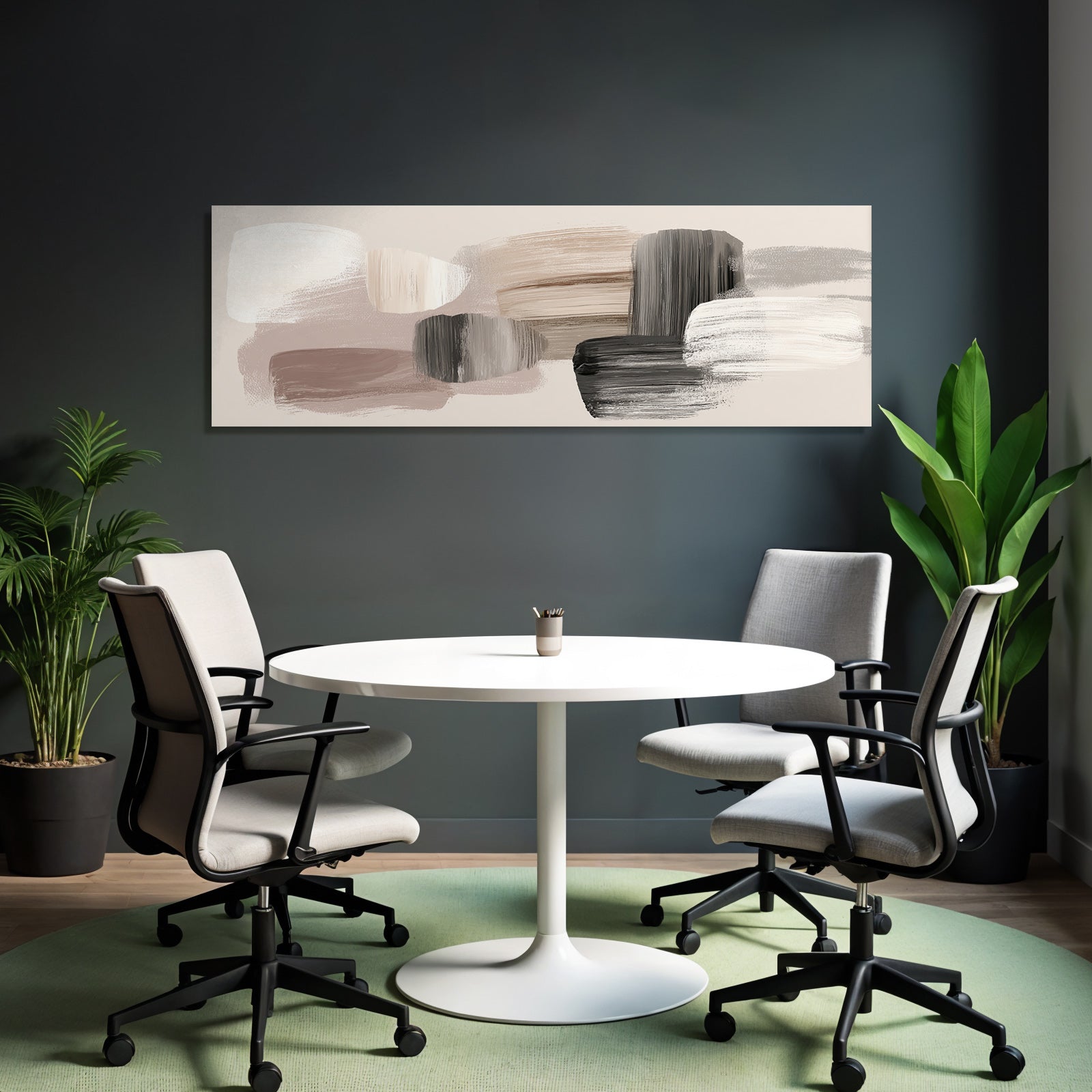Abstract Painting Muted Colors Brushstrokes Shapes