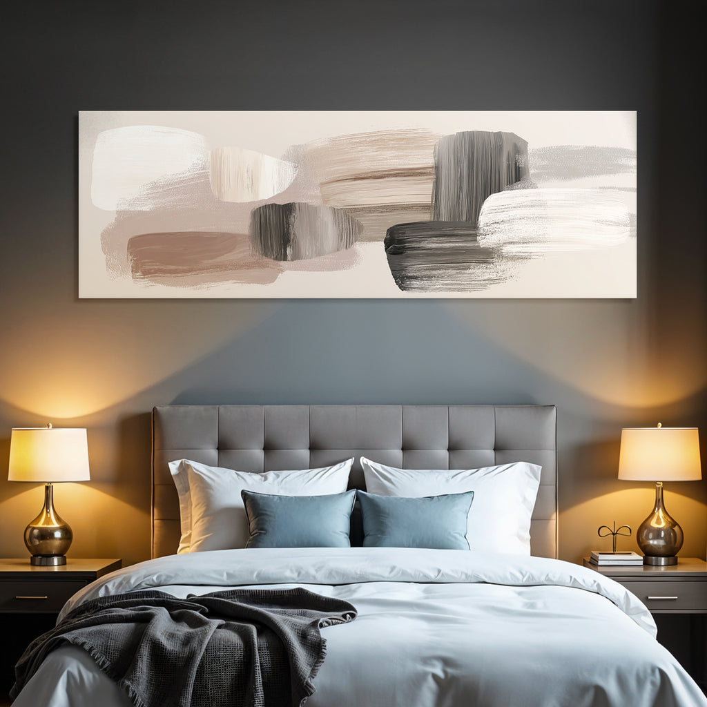 Abstract Painting Muted Colors Brushstrokes Shapes