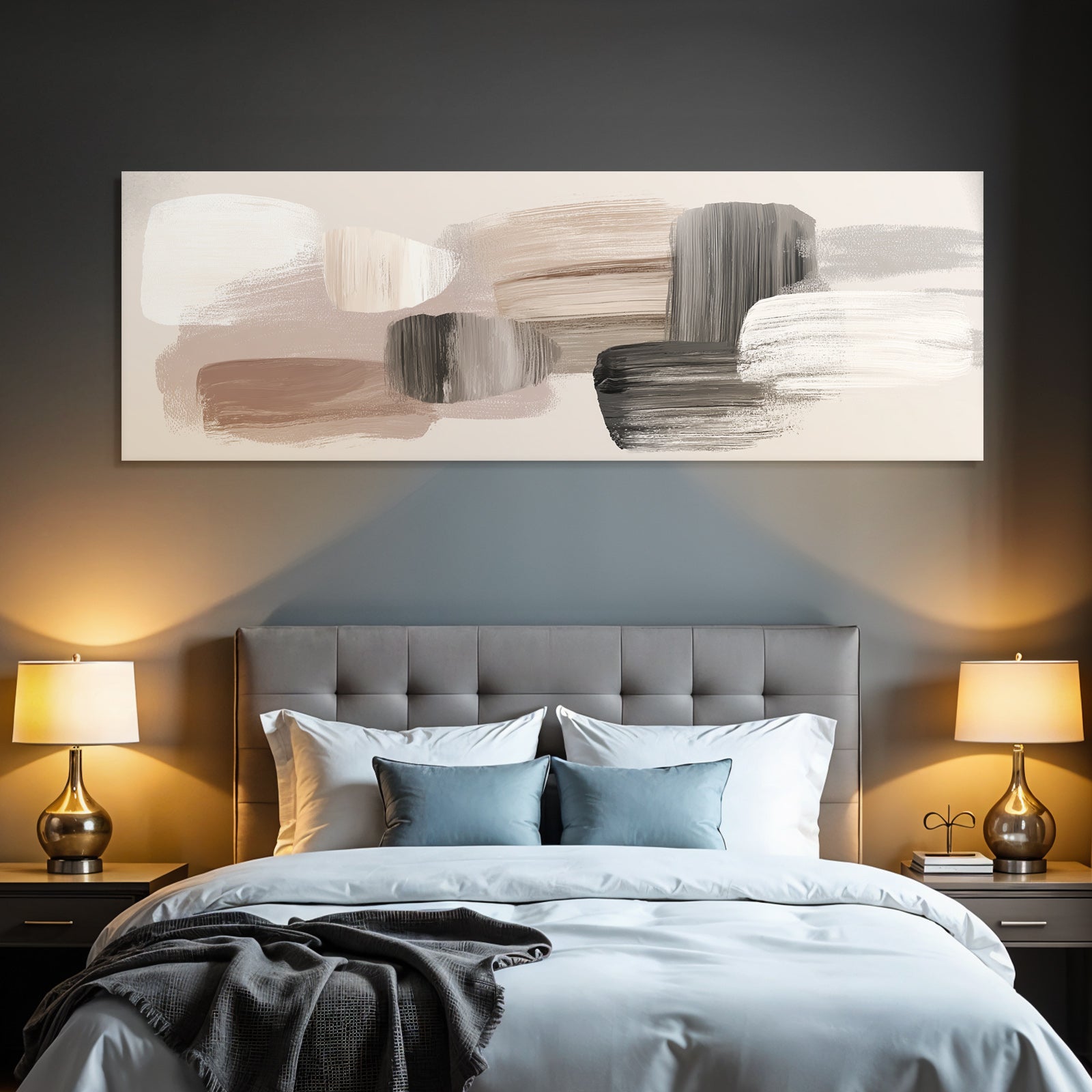 Abstract Painting Muted Colors Brushstrokes Shapes
