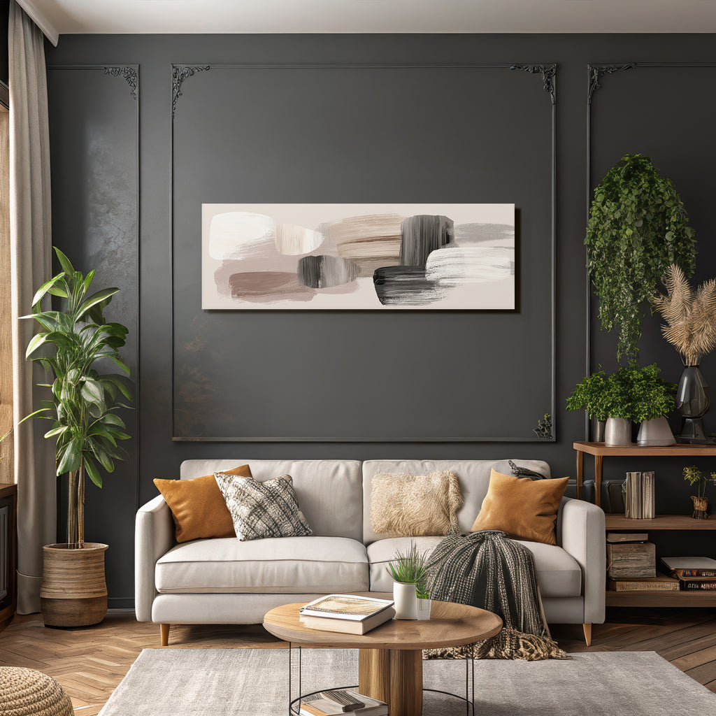 Abstract Painting Muted Colors Brushstrokes Shapes