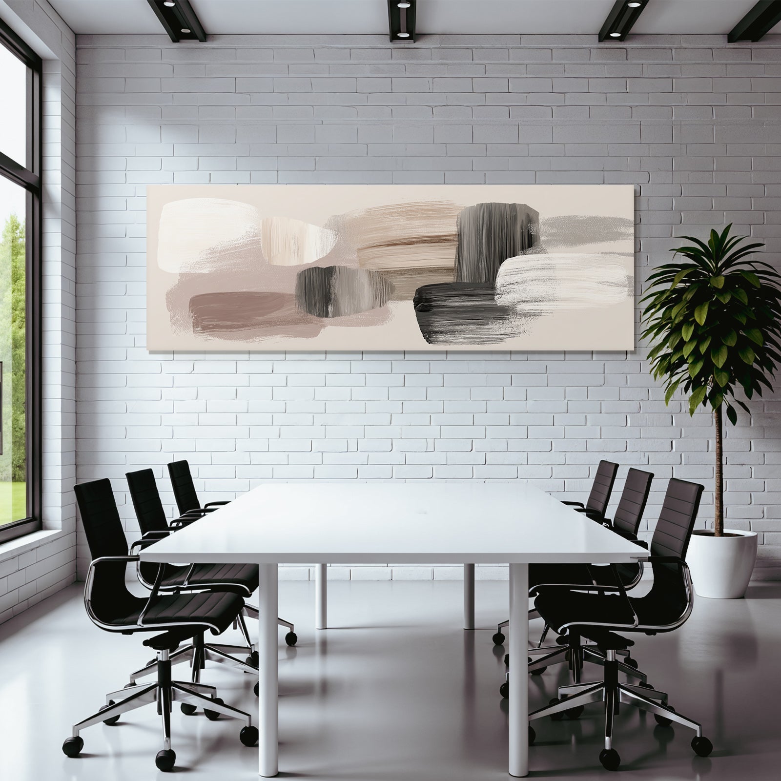 Abstract Painting Muted Colors Brushstrokes Shapes