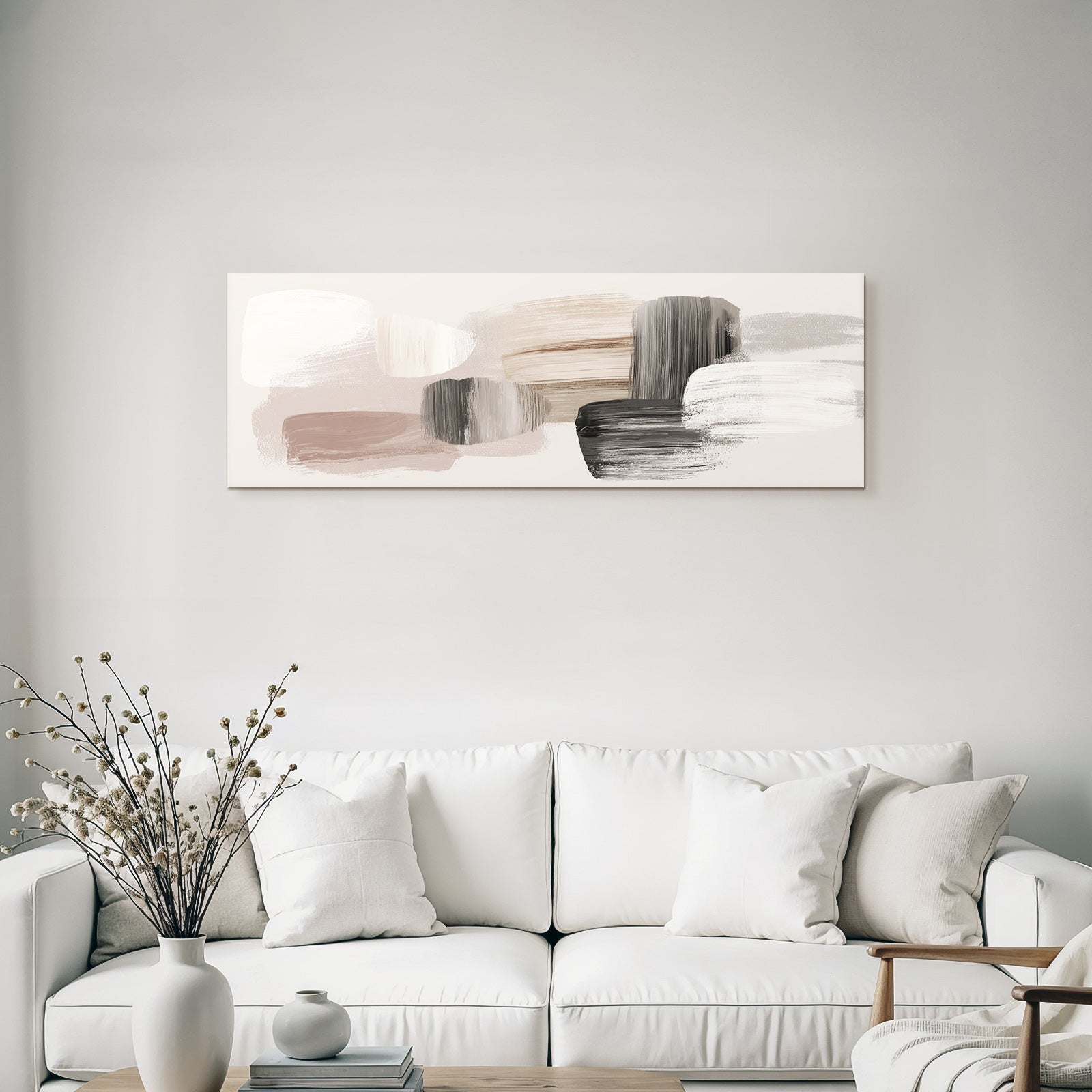 Abstract Painting Muted Colors Brushstrokes Shapes