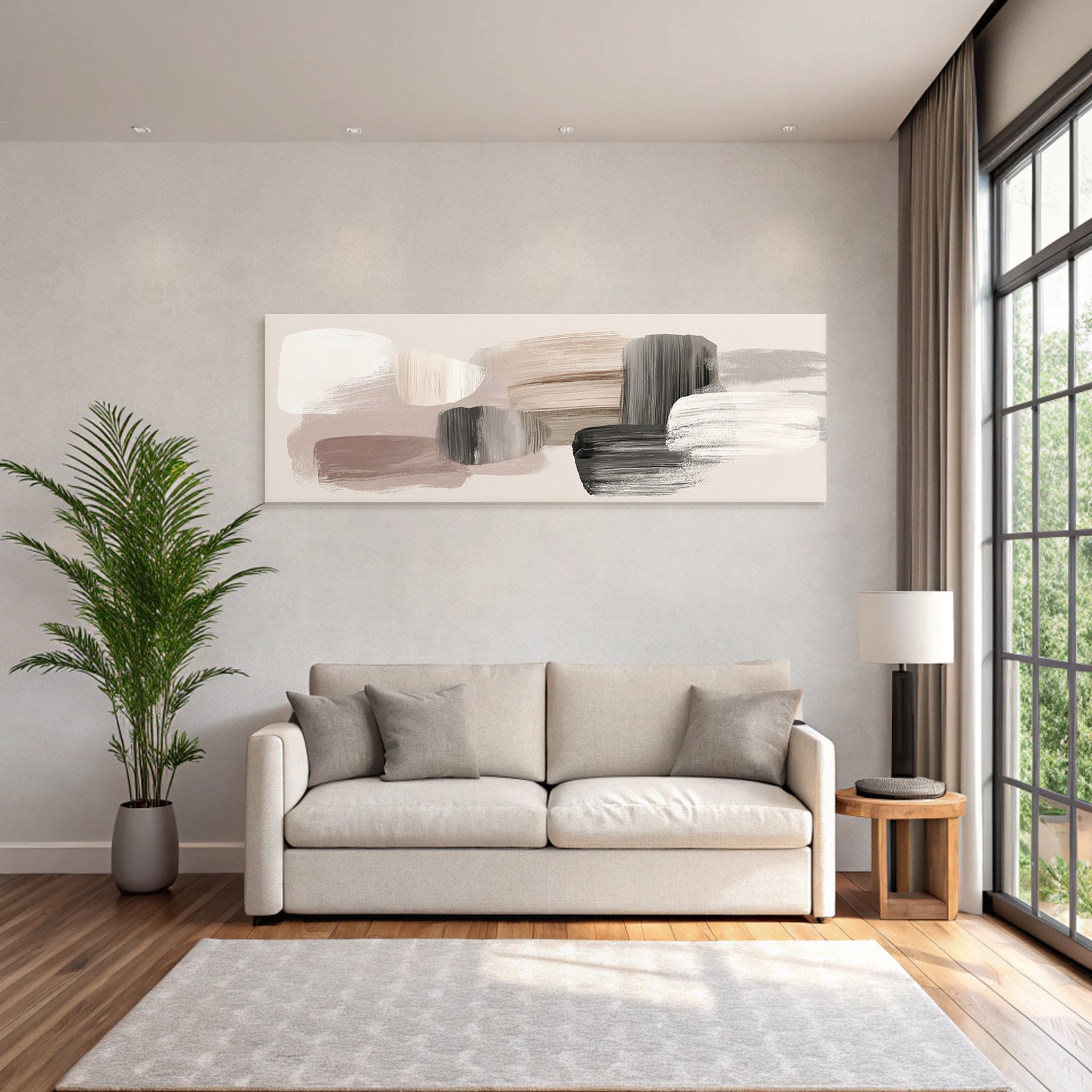 Abstract Painting Muted Colors Brushstrokes Shapes
