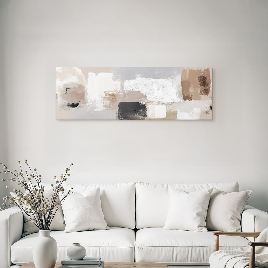 Abstract Painting Neutral Colors Beige Gray Black Brushstroke Textures