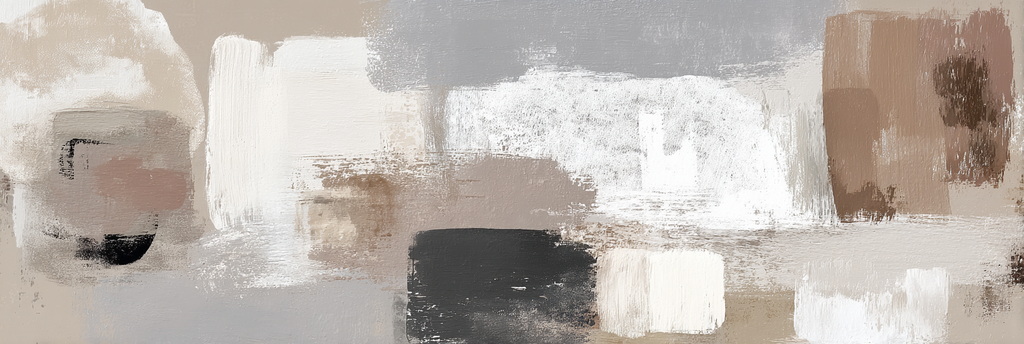 Abstract Painting Neutral Colors Beige Gray Black Brushstroke Textures | Japandi | Einrichtungsstile