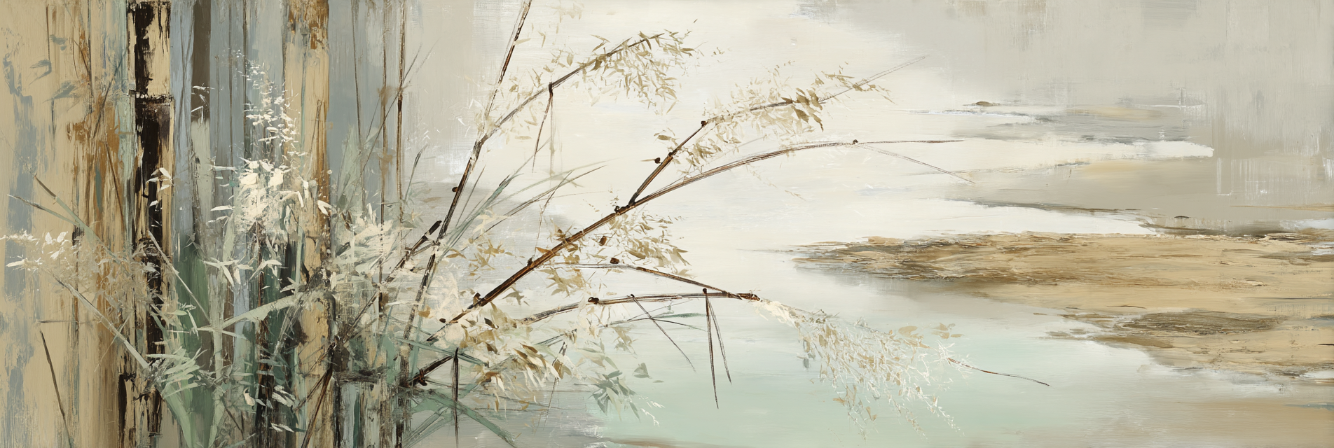 Abstract Plant Landscape Impressionistic Artwork Wide Aspect Ratio | Japandi | Einrichtungsstile