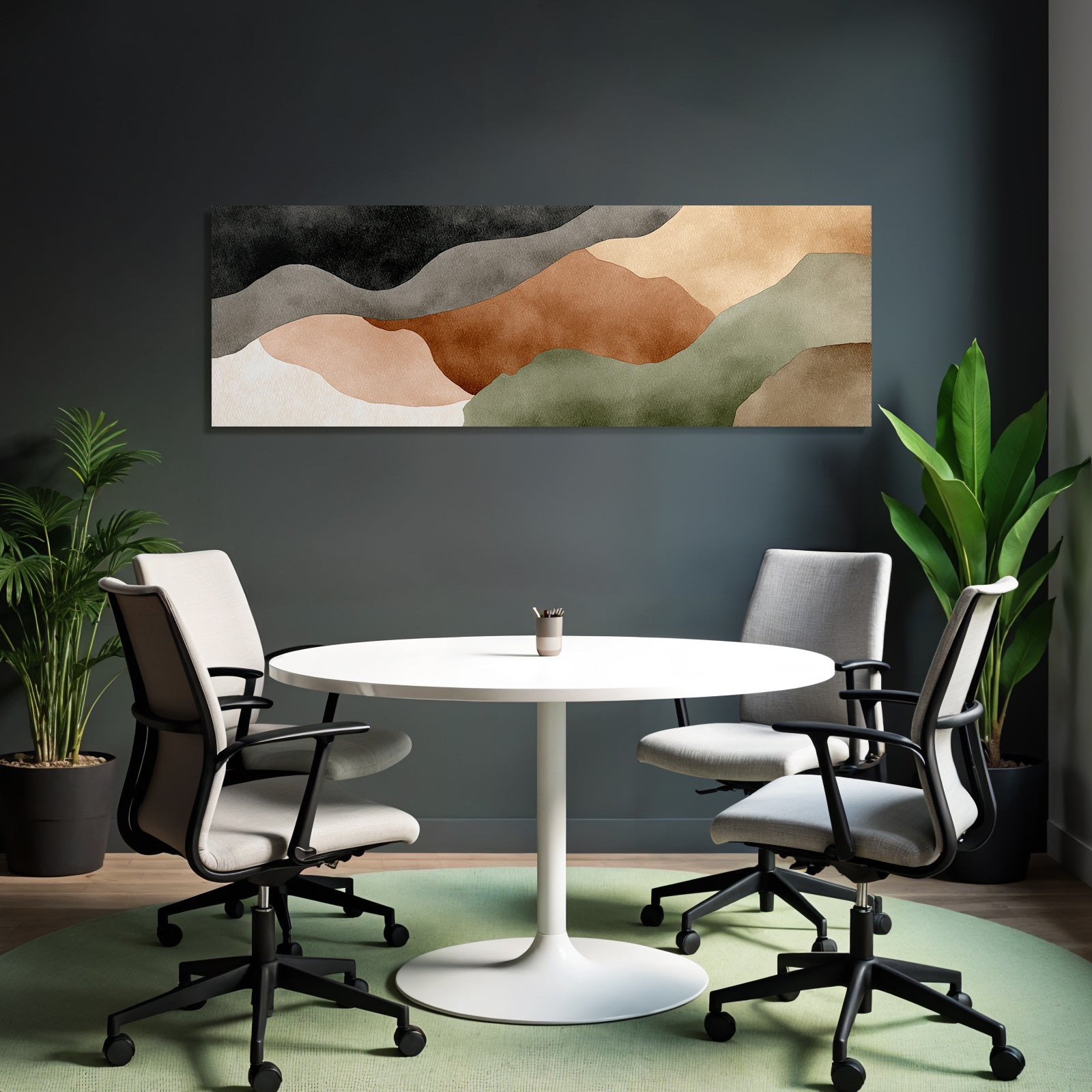 Abstract Watercolor Shapes Earthy Tones Smooth Flowing Lines Soothing Design