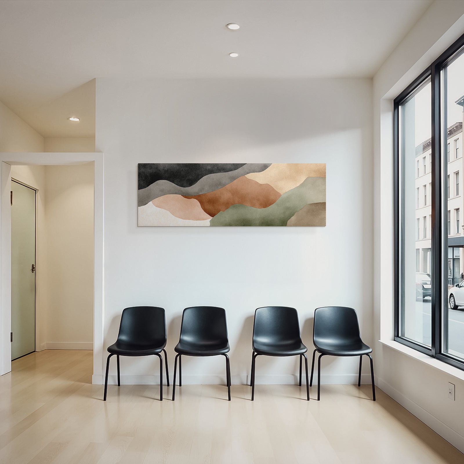 Abstract Watercolor Shapes Earthy Tones Smooth Flowing Lines Soothing Design