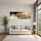 Abstract Watercolor Shapes Earthy Tones Smooth Flowing Lines Soothing Design