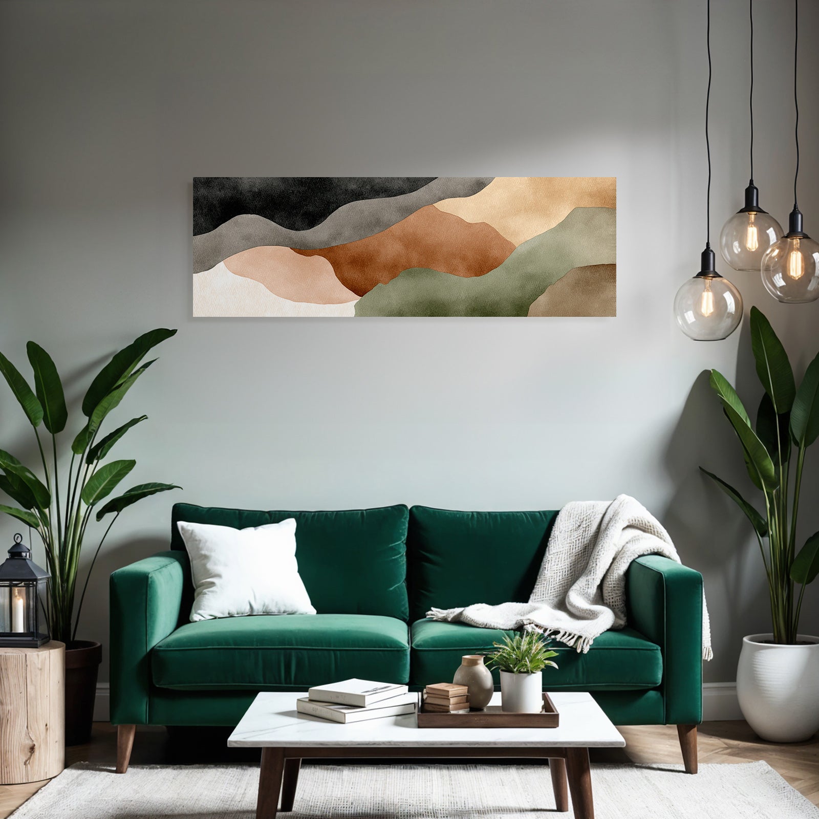Abstract Watercolor Shapes Earthy Tones Smooth Flowing Lines Soothing Design
