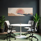 Abstrakt Landschaft Design Sonne Berge Sanfte Farben