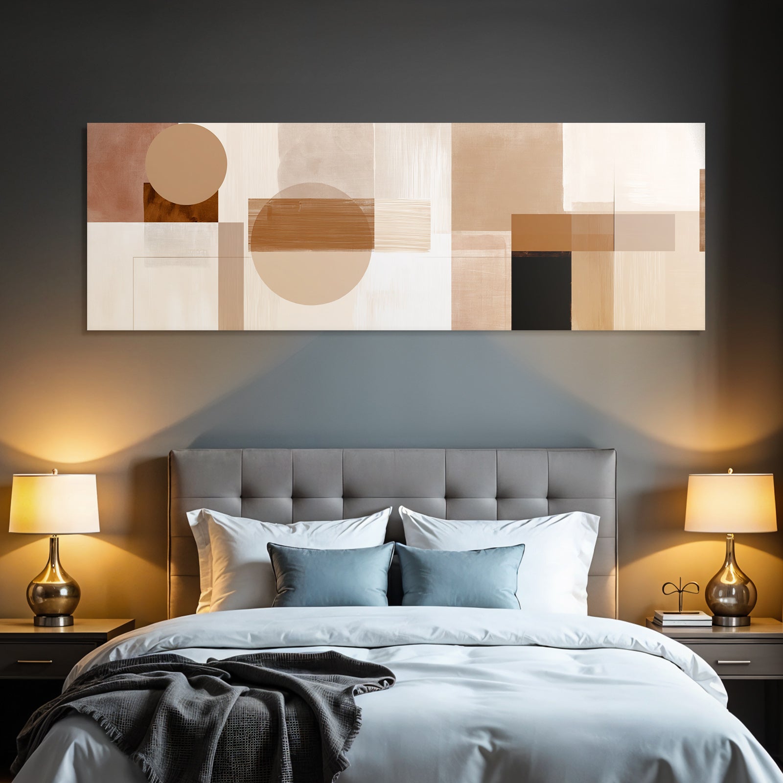 Abstrakte Komposition Geometrische Formen Neutrale Farben Braun Creme