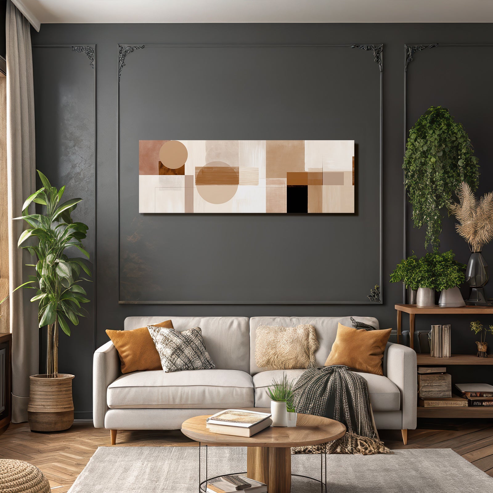 Abstrakte Komposition Geometrische Formen Neutrale Farben Braun Creme