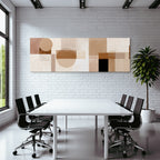 Abstrakte Komposition Geometrische Formen Neutrale Farben Braun Creme