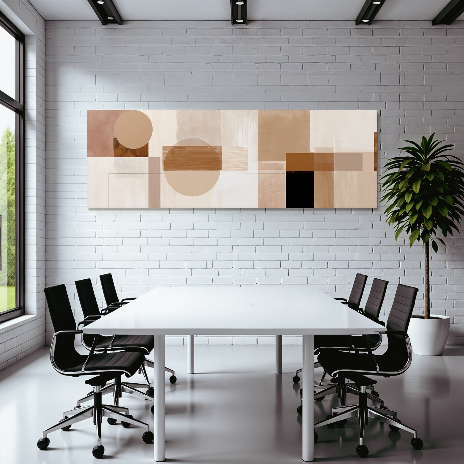 Abstrakte Komposition Geometrische Formen Neutrale Farben Braun Creme