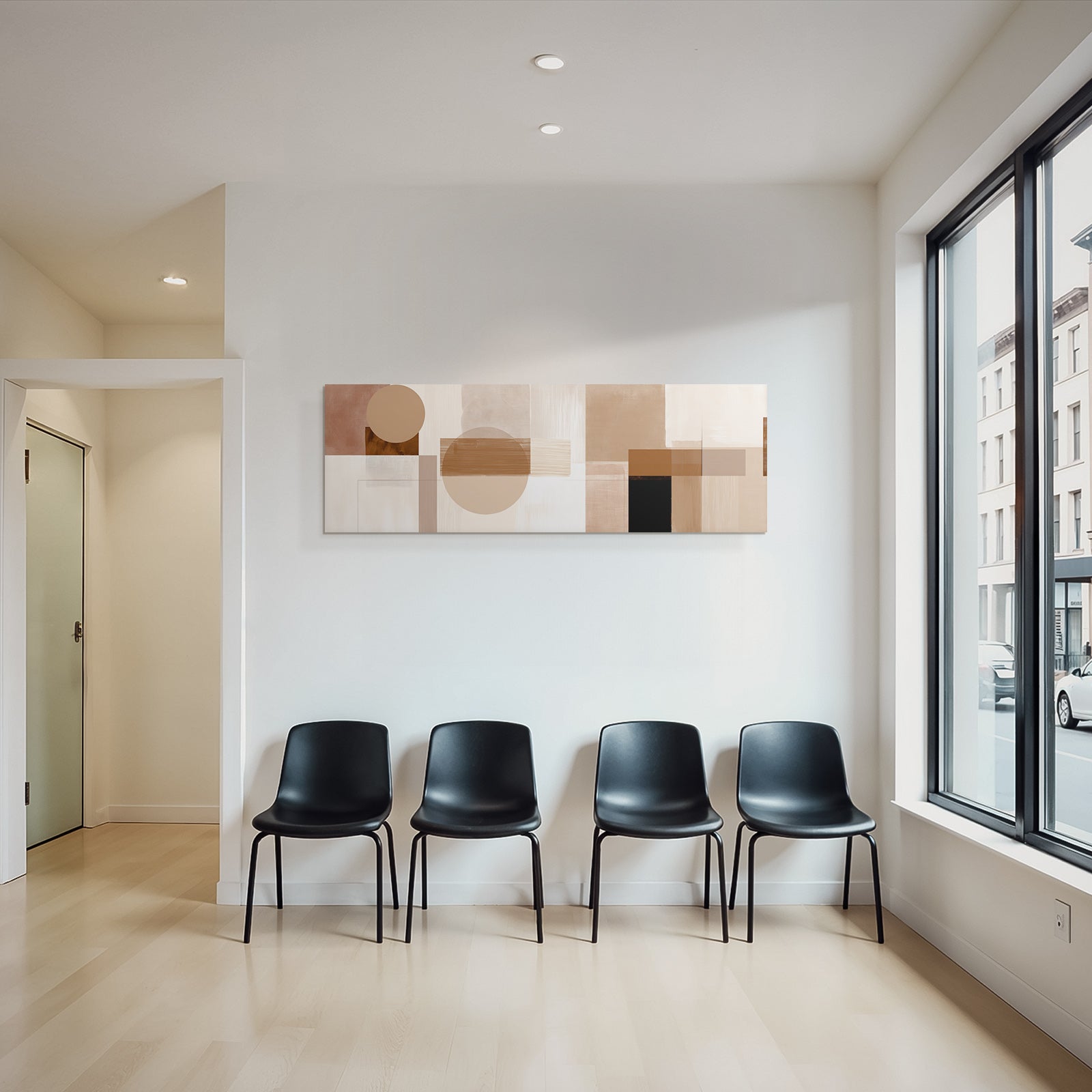Abstrakte Komposition Geometrische Formen Neutrale Farben Braun Creme