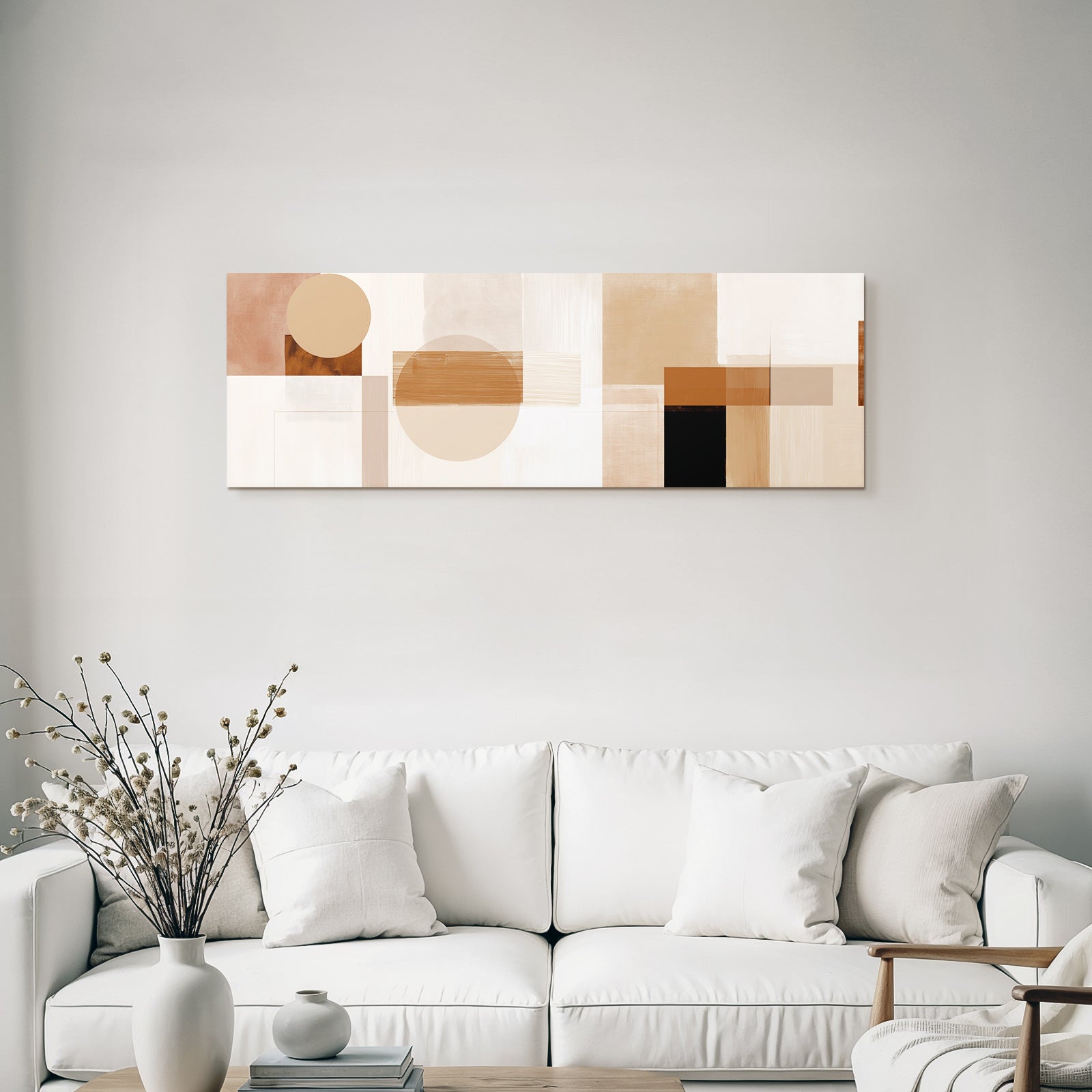 Abstrakte Komposition Geometrische Formen Neutrale Farben Braun Creme