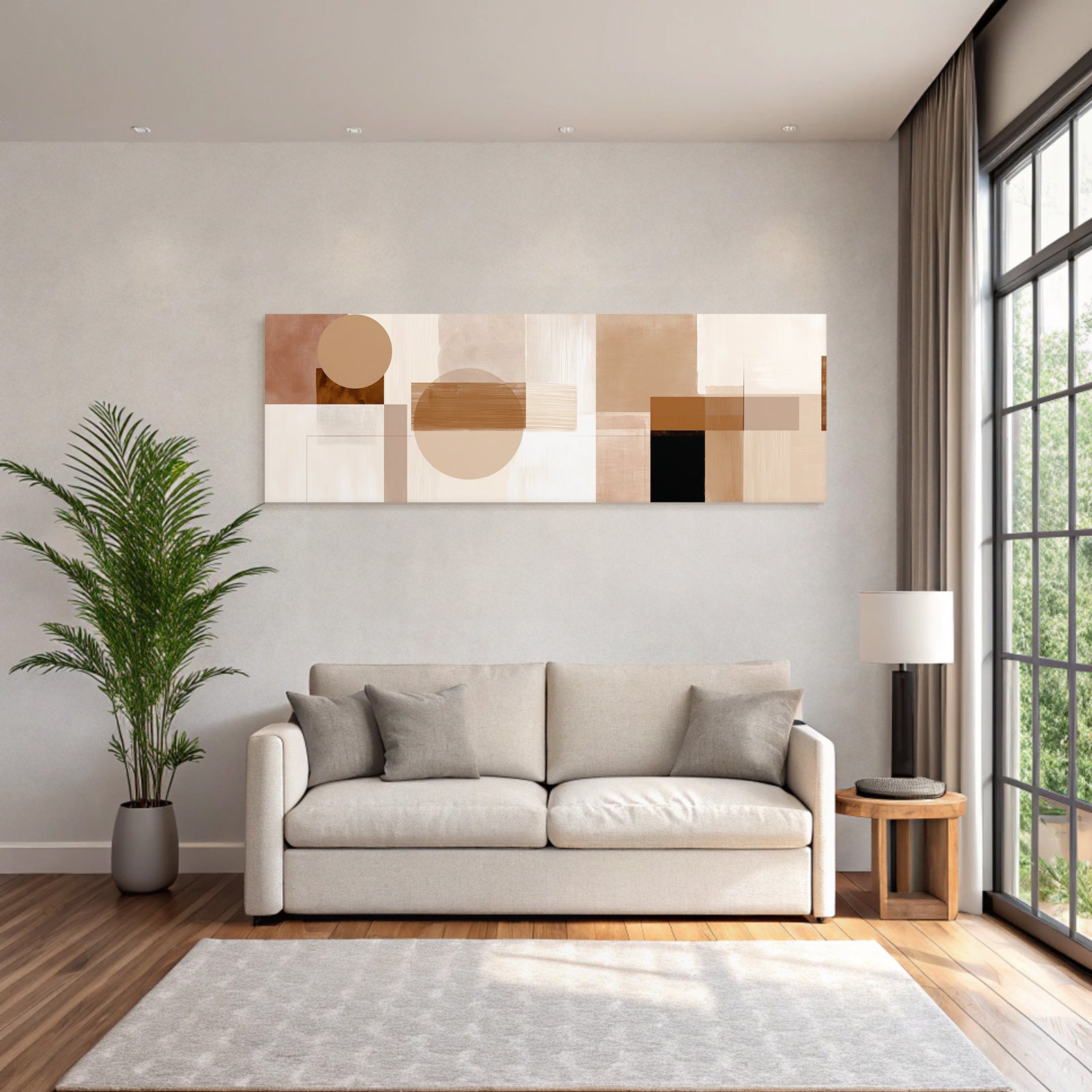 Abstrakte Komposition Geometrische Formen Neutrale Farben Braun Creme