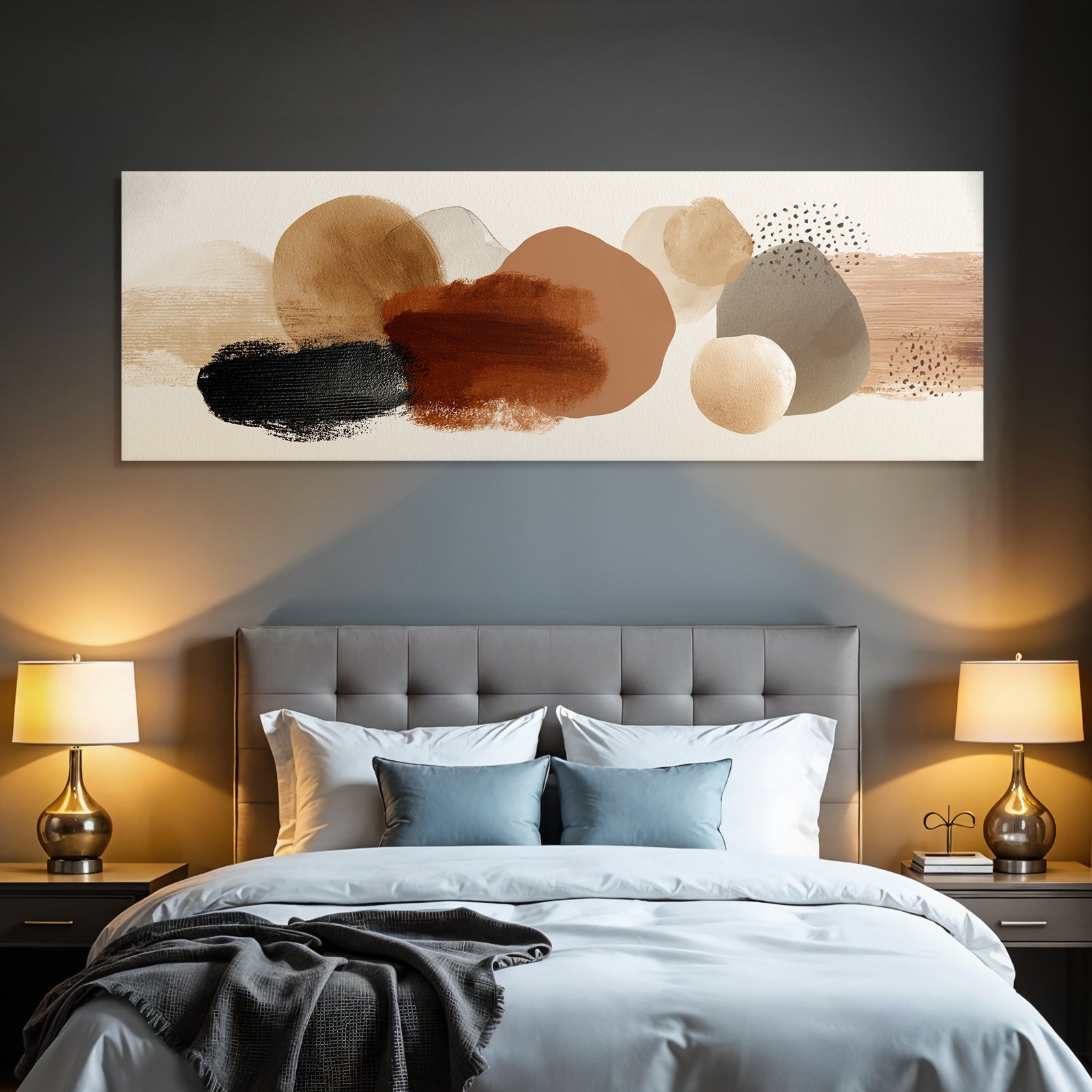 Abstrakte Kunst Formen Farben Erdtoene Hellhintergrund
