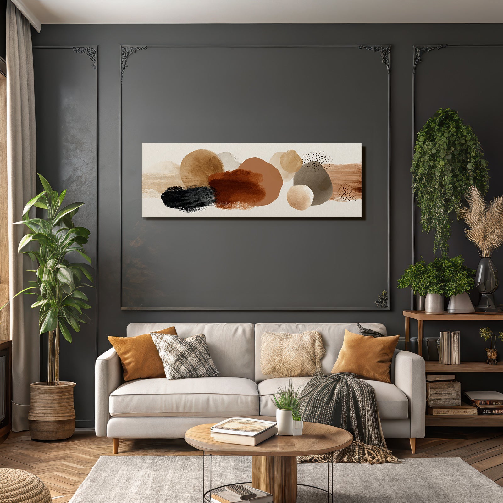 Abstrakte Kunst Formen Farben Erdtoene Hellhintergrund