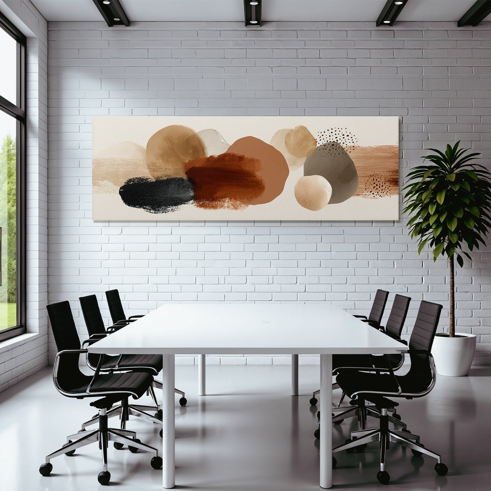 Abstrakte Kunst Formen Farben Erdtoene Hellhintergrund