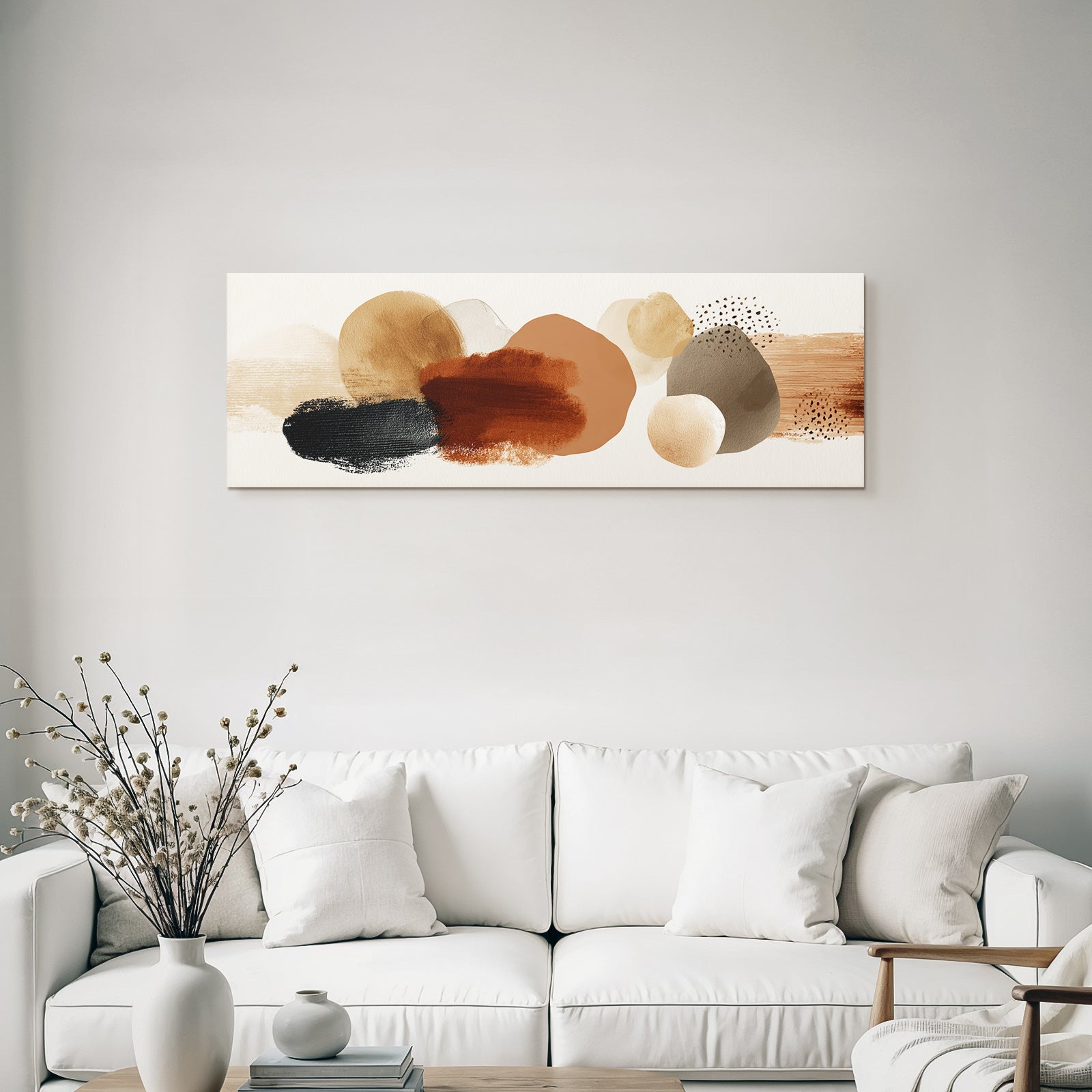 Abstrakte Kunst Formen Farben Erdtoene Hellhintergrund