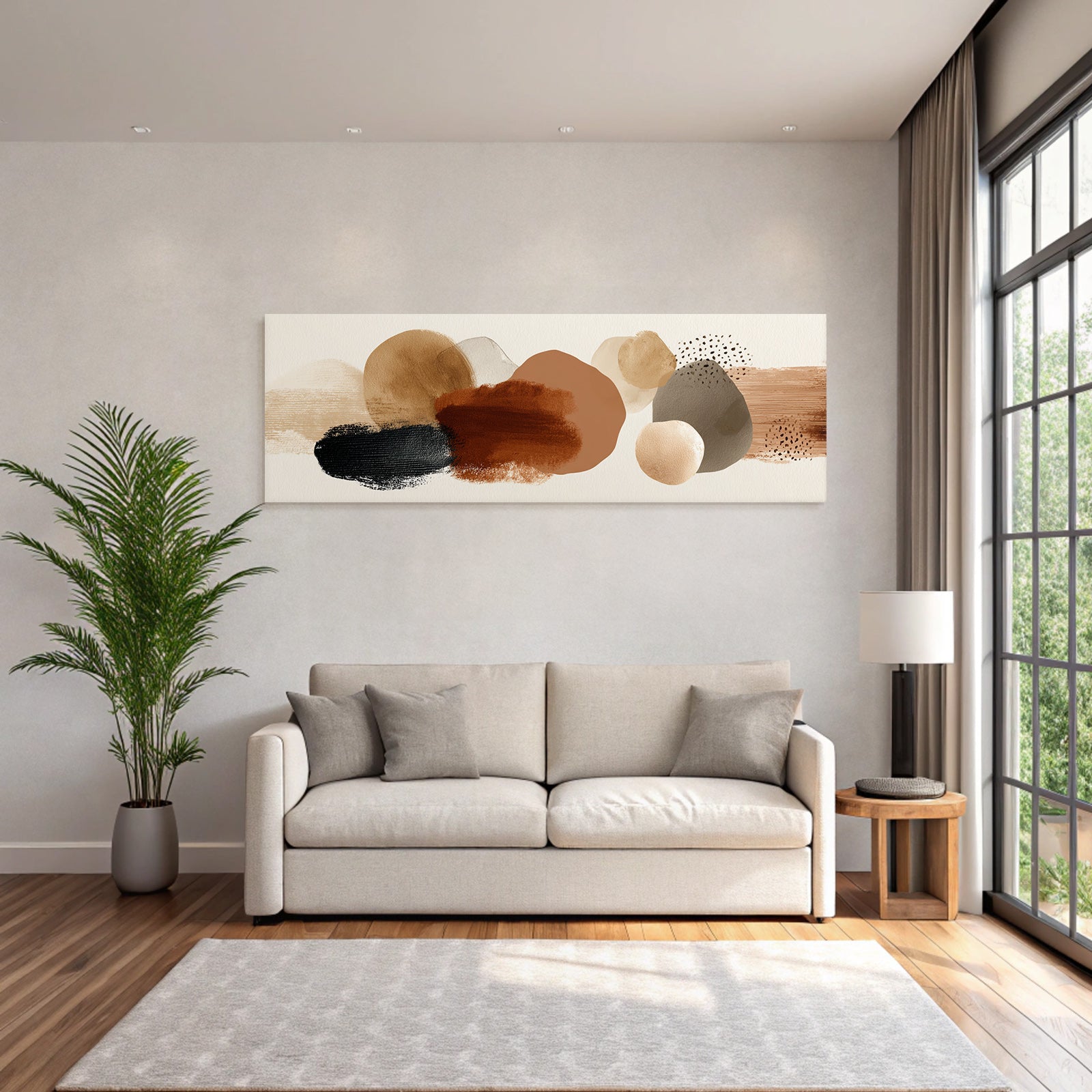 Abstrakte Kunst Formen Farben Erdtoene Hellhintergrund