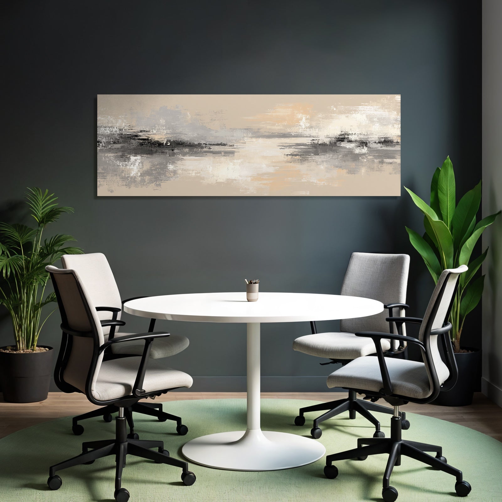 Abstrakte Kunst Grau Beige Weiss