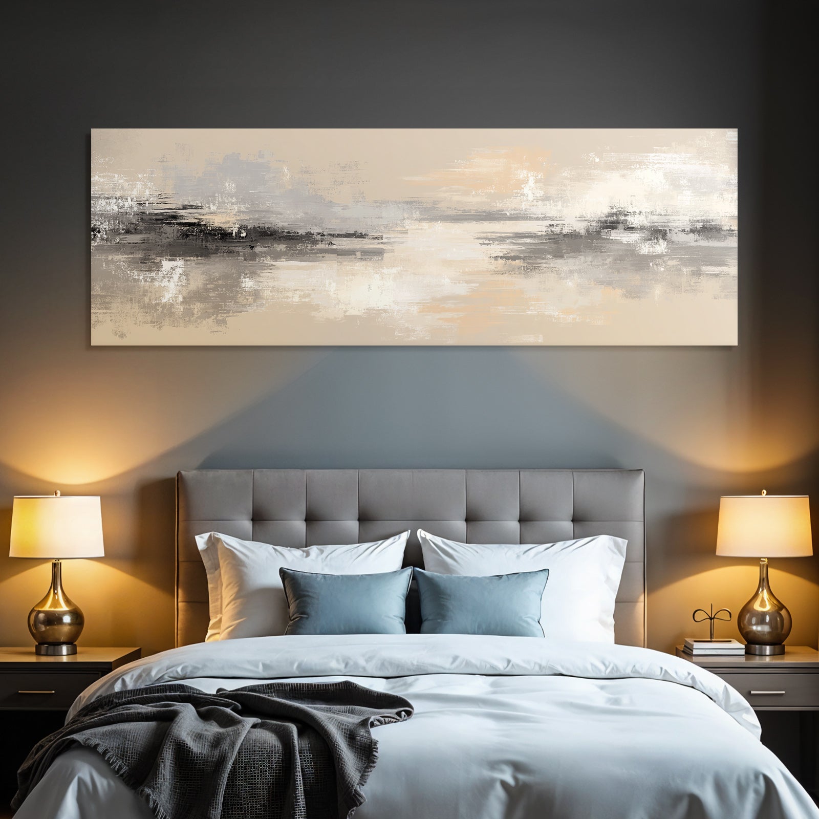 Abstrakte Kunst Grau Beige Weiss