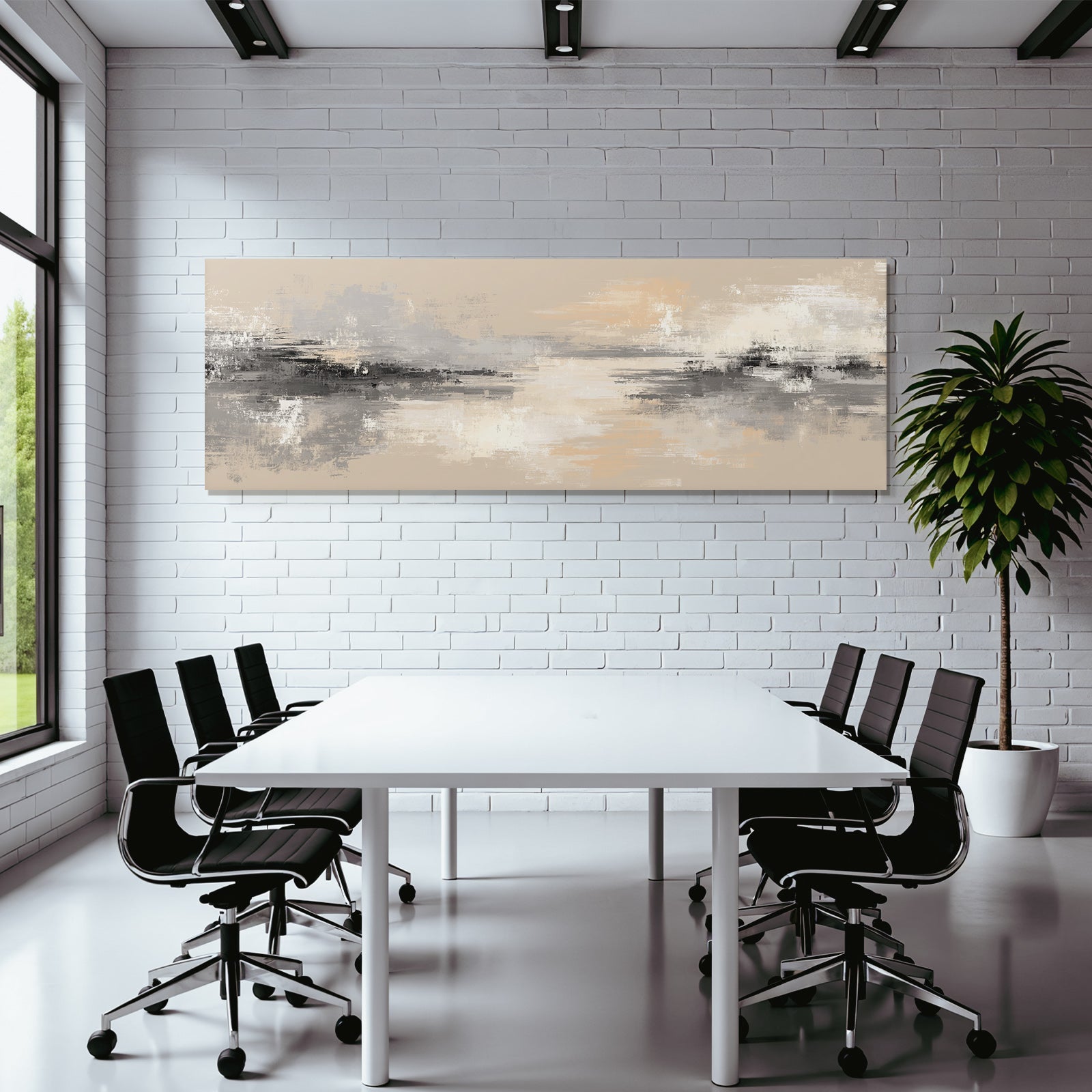 Abstrakte Kunst Grau Beige Weiss