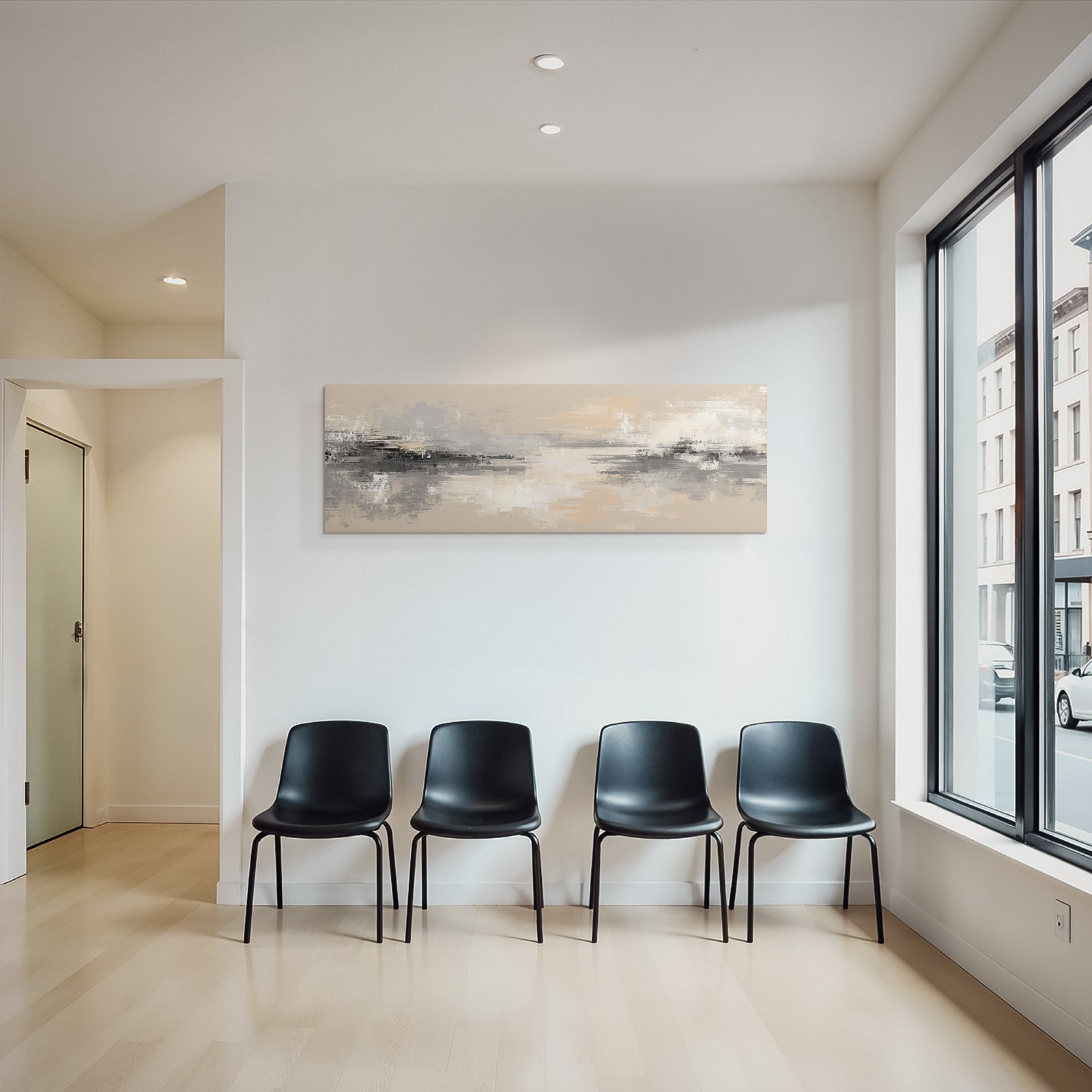 Abstrakte Kunst Grau Beige Weiss