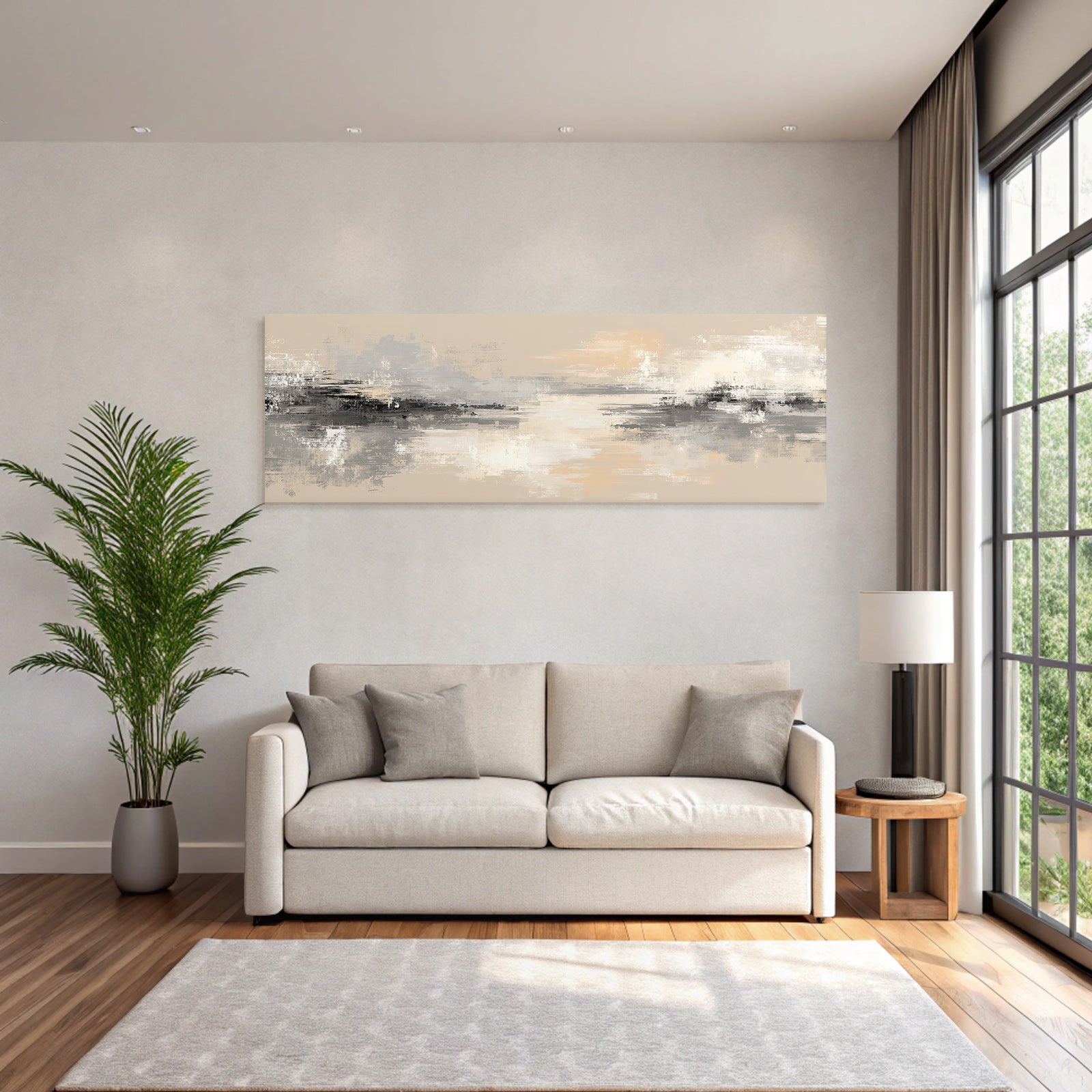 Abstrakte Kunst Grau Beige Weiss