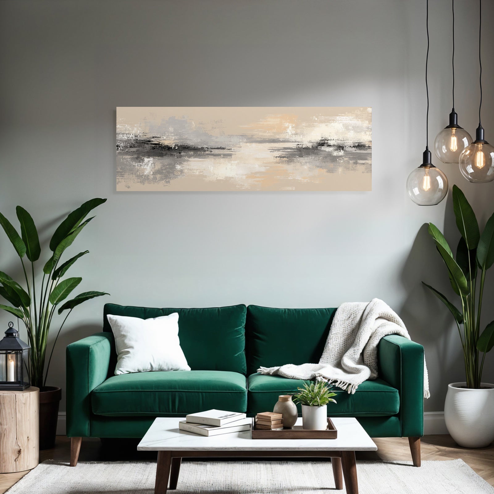 Abstrakte Kunst Grau Beige Weiss