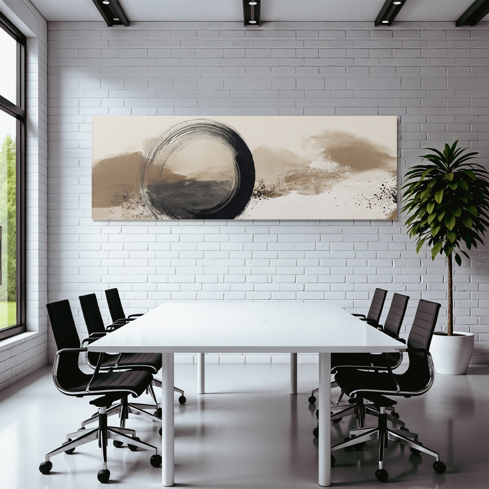 Abstrakte Kunst Mit Kreisfoermigen Pinselstrichen Erdtoene