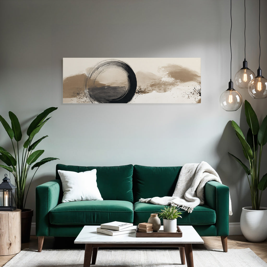 Abstrakte Kunst Mit Kreisfoermigen Pinselstrichen Erdtoene