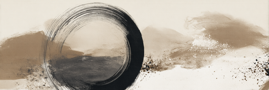 Abstrakte Kunst Mit Kreisfoermigen Pinselstrichen Erdtoene | Japandi | Einrichtungsstile