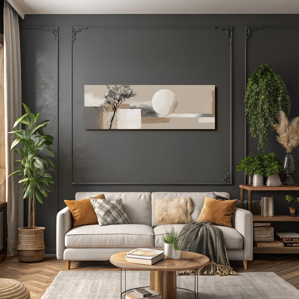 Abstrakte Kunst Organische Formen Erdtoene Stilisierter Baum Geometrische Formen