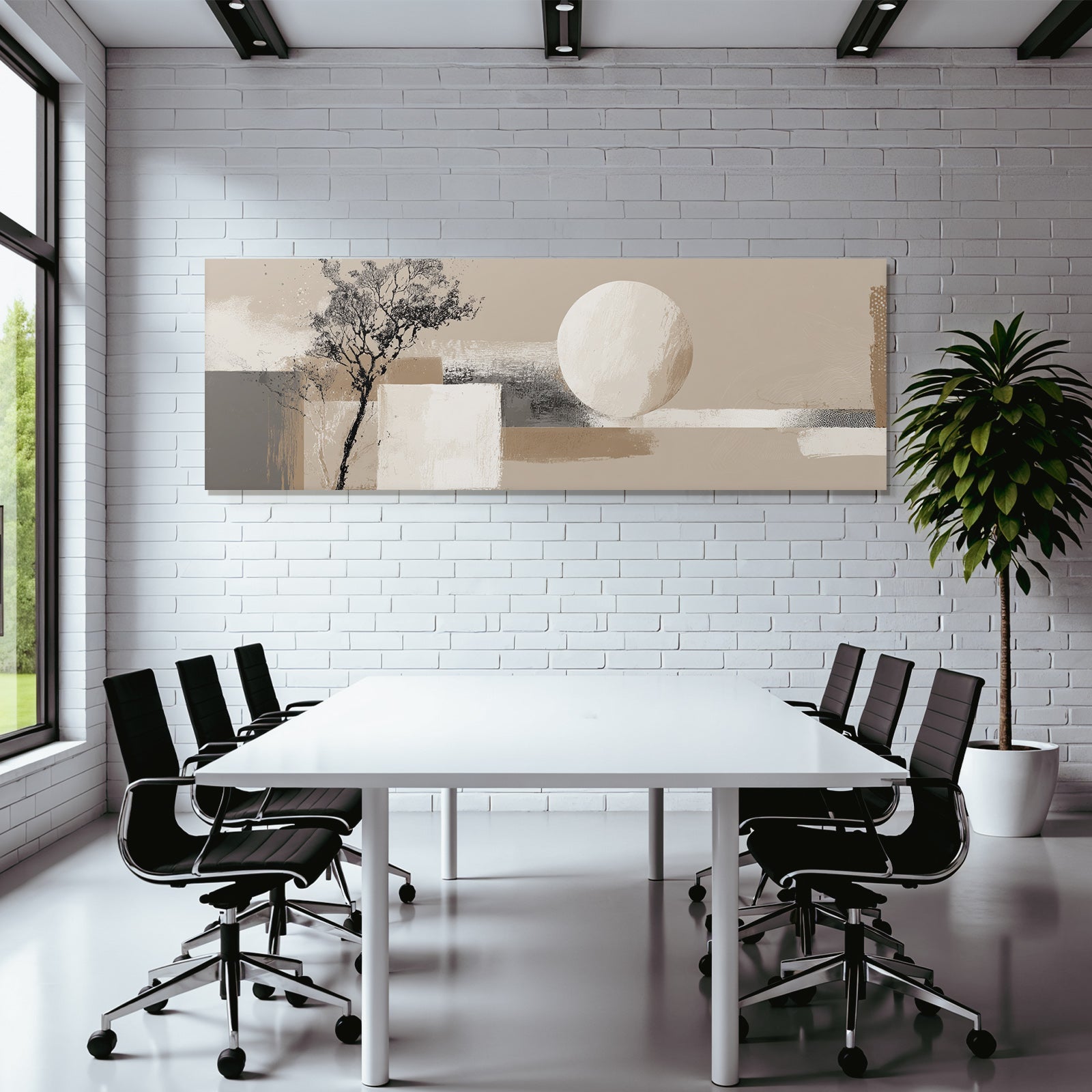 Abstrakte Kunst Organische Formen Erdtoene Stilisierter Baum Geometrische Formen