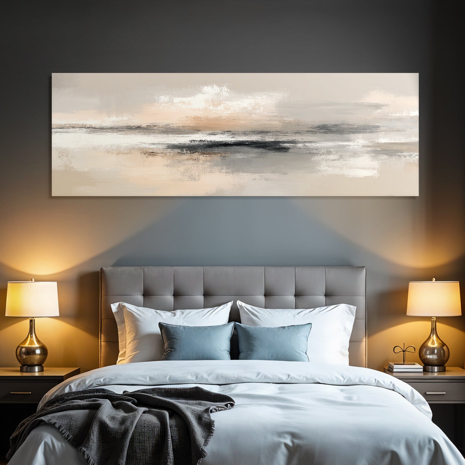 Abstrakte Kunst Sanfte Farben Beige Grau Pfirsich