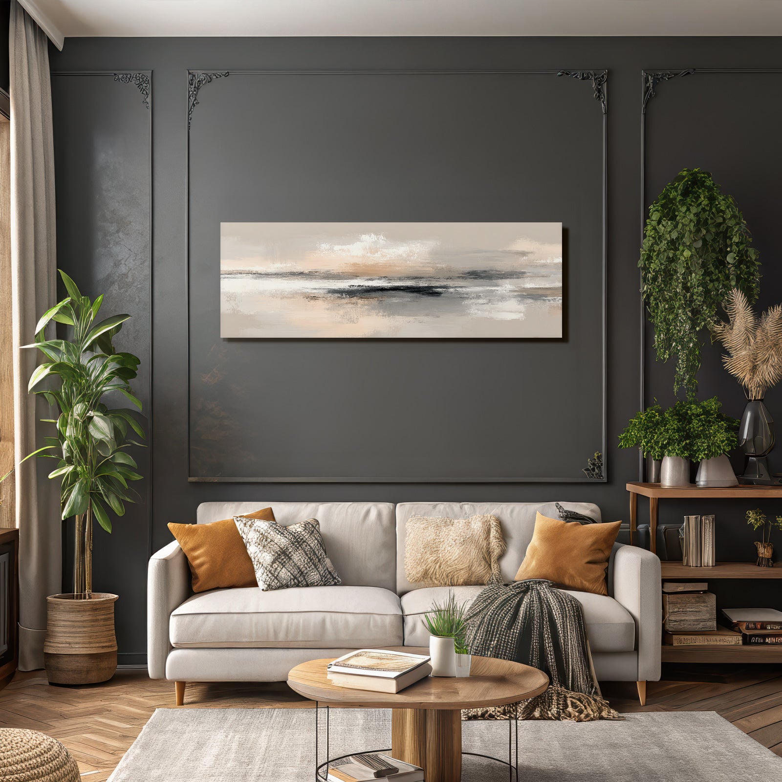 Abstrakte Kunst Sanfte Farben Beige Grau Pfirsich